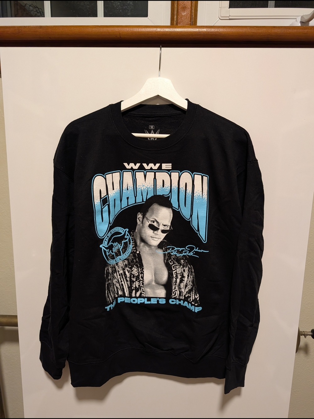 WWE Champion Dwayne Johnson Graphic Crewneck Sweatshirt - Black/Blue